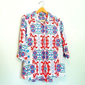 BOHO CHIC Embroidered Blouse Top Tunic Shirt